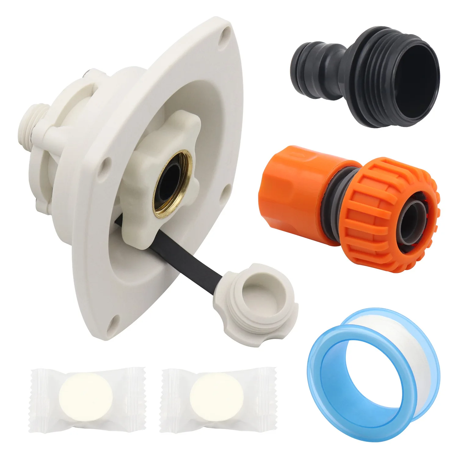 Water Fill Inlet with High Strength PP Construction and Brass Threading for RV For camper Yacht Water System Use