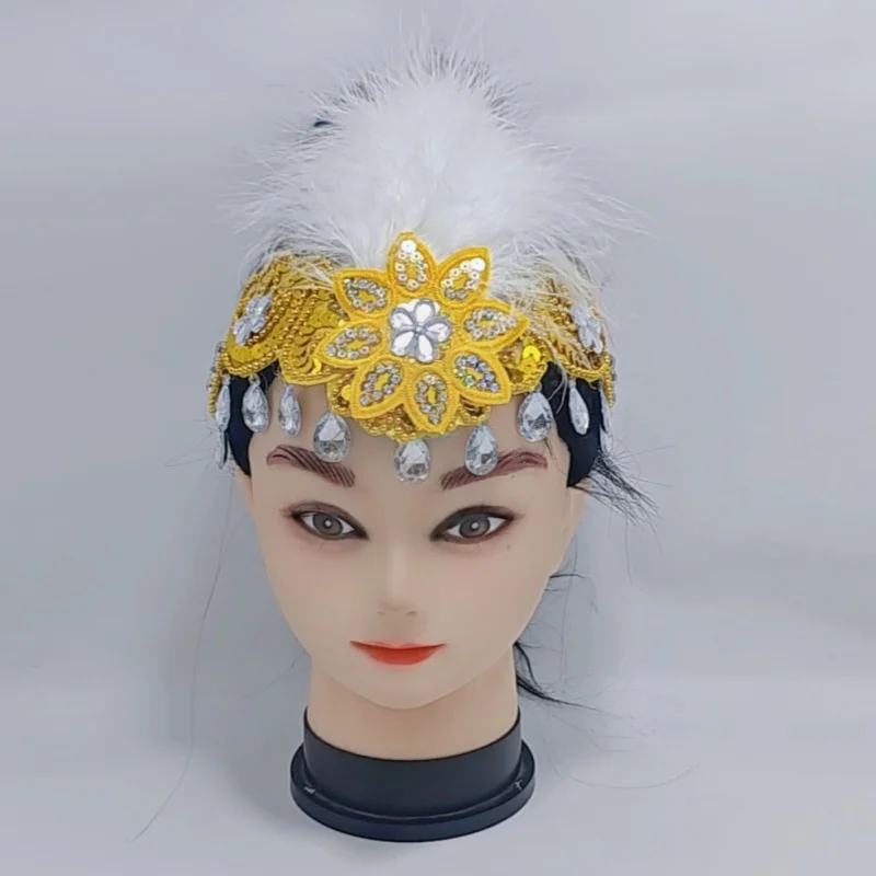 إكسسوار شعر لأداء المسرح، غطاء رأس من ريش الرقص الشعبي قابل للفصل، ديكور زي DIY لمهرجان الرقص الثقافي #6