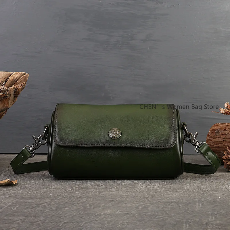 

2025 New Genuine Leather Women's Crossbody Bag Summer Retro Niche Design High-end Sense Single Shoulder Handbag Pillow Bag