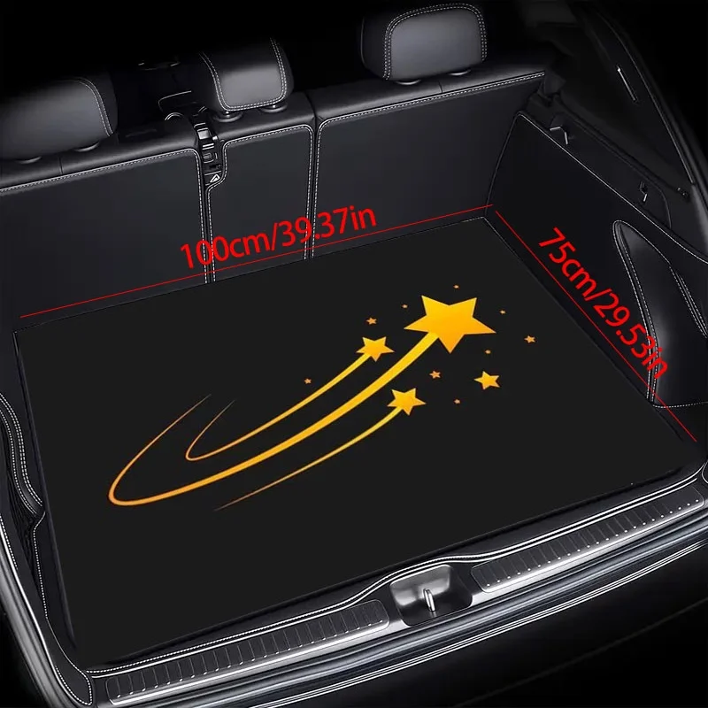 Car Mat, Single Piece, Made Of Polyester, Featuring A Yellow Star Design (Dynamic Shooting Star Pattern), Ideal For Protecting C