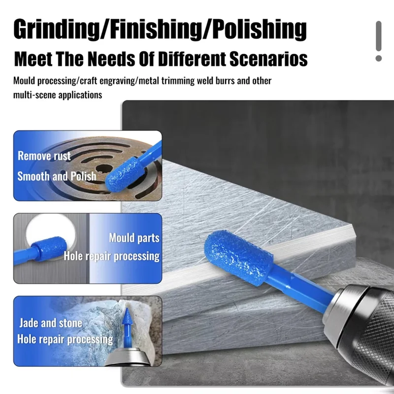 

A7THK-Diamond Coated Grinding Bits Set For Multi Material Finishing Rust Removal Polishing Hole Repair Mold Processing 7PCS