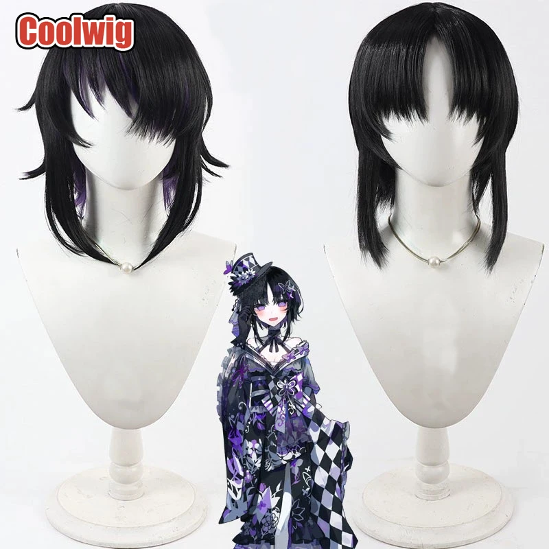 Coolwig Synthetic Hair Houshou Maago Cosplay Wigs Magical Girl Witch Trials Houshou Maago Black Mixed Purple Wig Heat Resistant