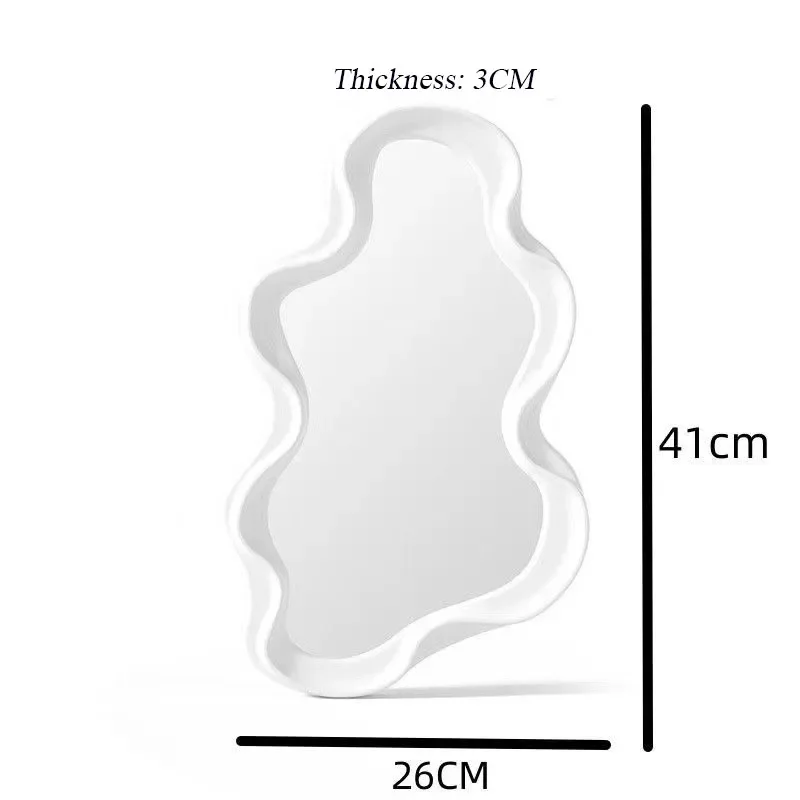 Cloud Shaped Desk Vanity Mirror Plastic Waterproof Bathroom Wall Hanging Irregular Makeup Mirror Living Room Decoration