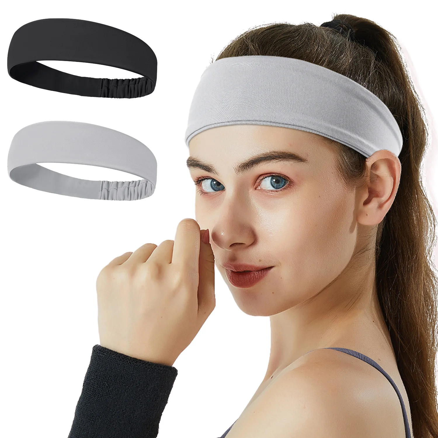 2024 Solid Color Sport Headbands Elastic Strength Bike Cycling Running Sweatband Yoga Gym Headscarf  Men Women Hair Band