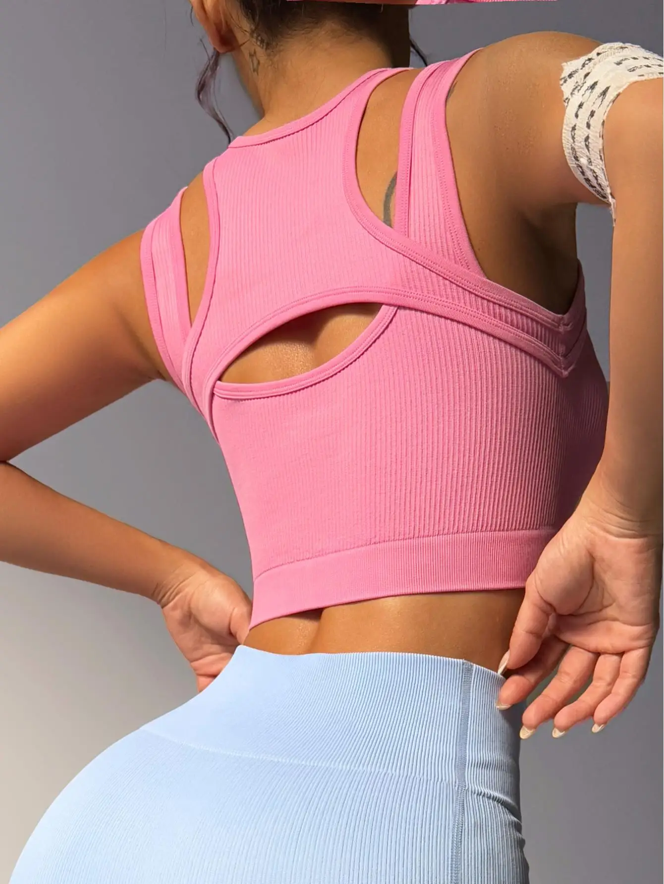 Women's Cutout Crop Tank Top Sleeveless | Cropped Tank Top, Cutout Front, Double Strap Detail, Slim Fit, Soft Stretch Fabric, Going Out Style