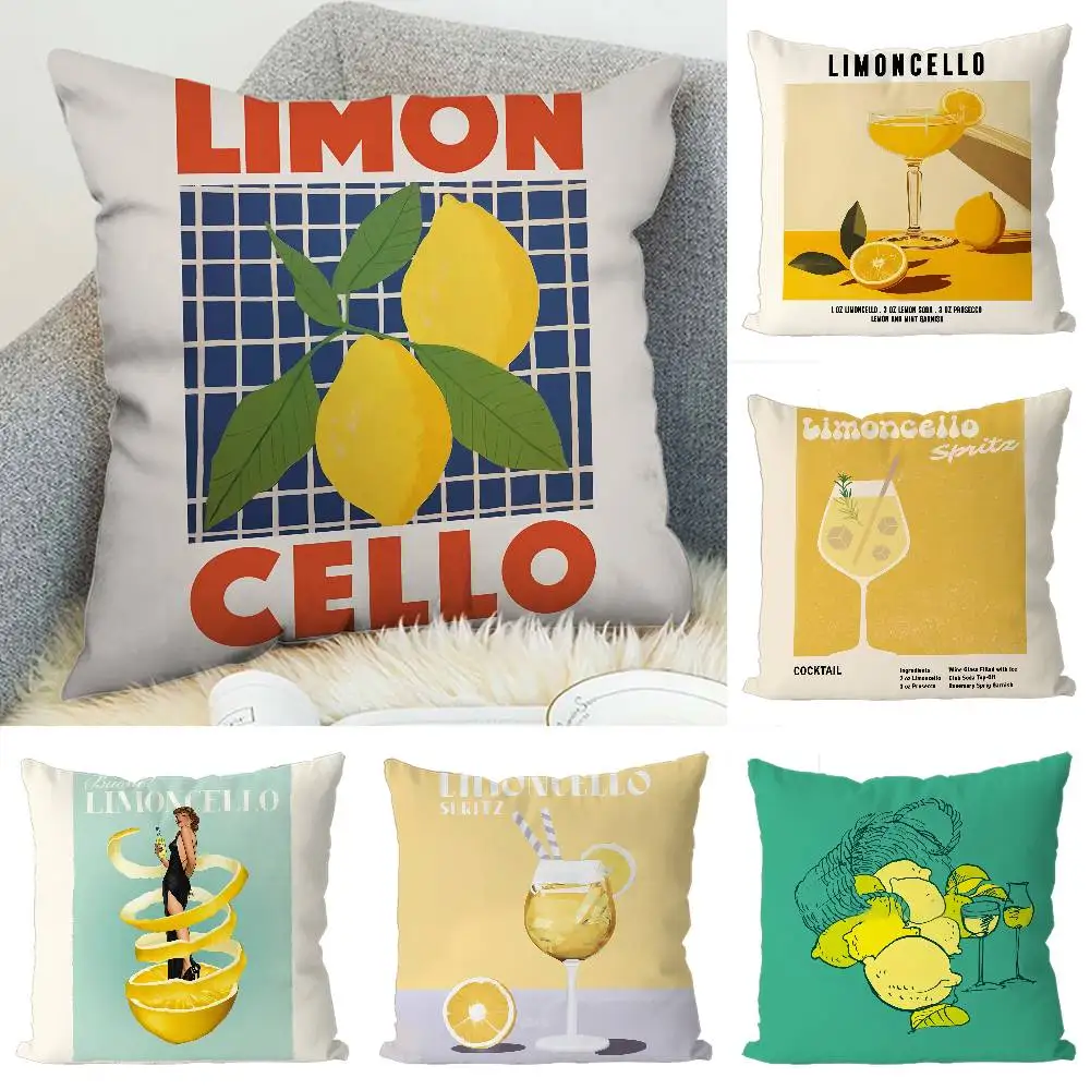 

Limoncello Cocktail Pillow Case Luxury Double-sided For Car Pillows 45x45 Cushions Cover Home And Decoration Sofa Pillowcase 50x