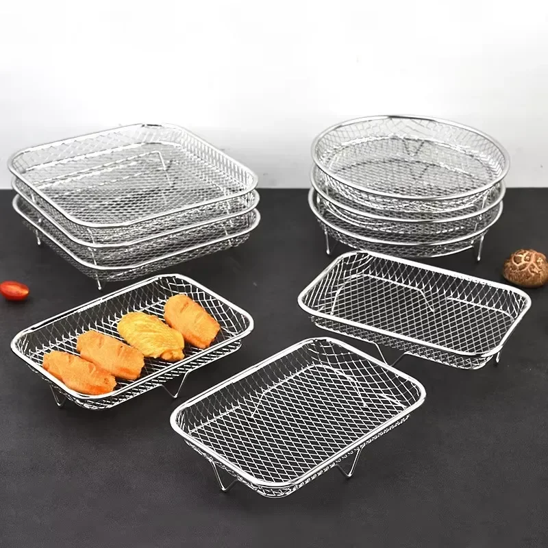 304 Stainless Steel 3 Layer Storage Rack Accessories Grill Dehydration Rack BBQ Mesh Fruit Vegetable Steaming Rack
