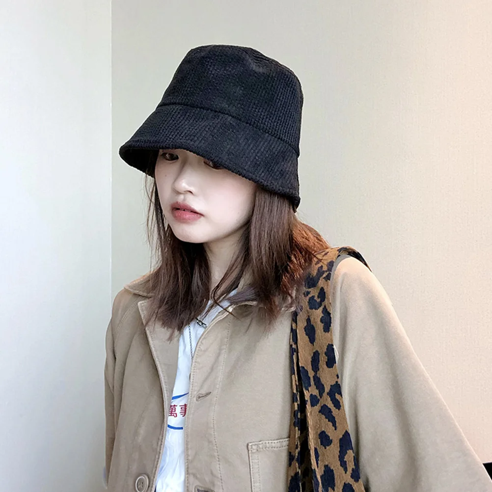 Corduroy Fisherman Hat Unisex Simple Bucket Cap Autumn Winter Warm Outdoor Daily Wear Fashionable Versatile All-Match Hat