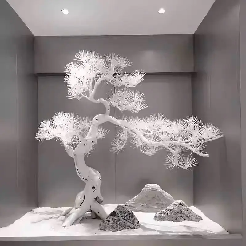 

Welcome pine white simulated tree root carving ornament hotel fake tree landscaping