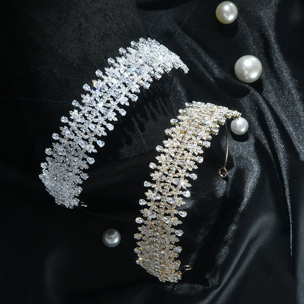 

Элитные модные аксессуары для волос с цирконами для невесты на свадьбу, роскошные украшения для вечернего платья с фианитами, декоративная повязка для волос