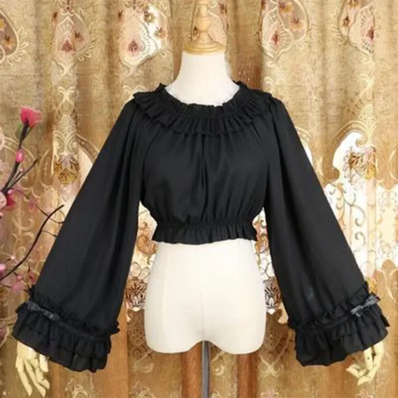 Vintage Halloween Medieval Women Shirt White Lolita Victorian Renaissance Steampunk Gothic Blouse Ladies Dress Up Party Lace Top