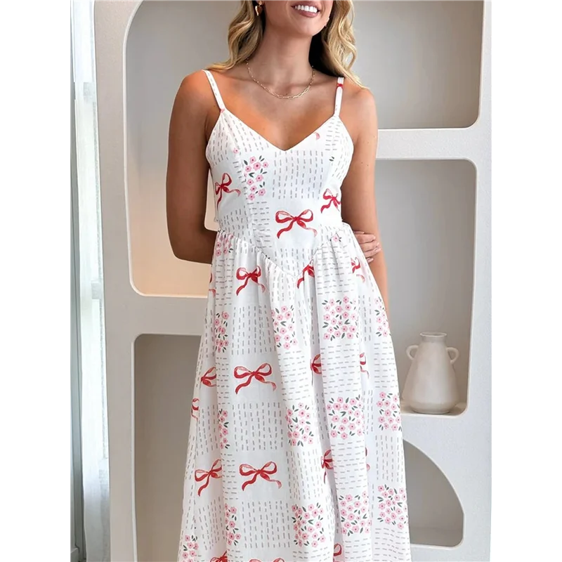 A83F-Vestido largo de verano para mujer, sin mangas, floral, ahumado, boho, playa, vestido largo