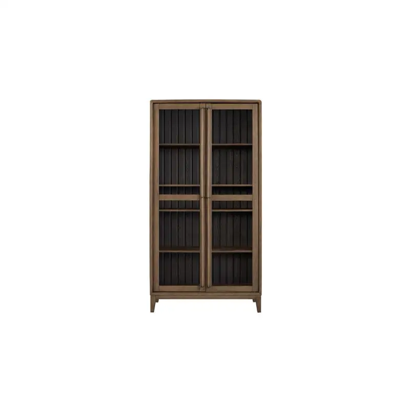 

Latte Peppercorn Display Cabinet Storage Unit for Home Living Room Furniture, Modern Design with Shelves and Glass Doors,