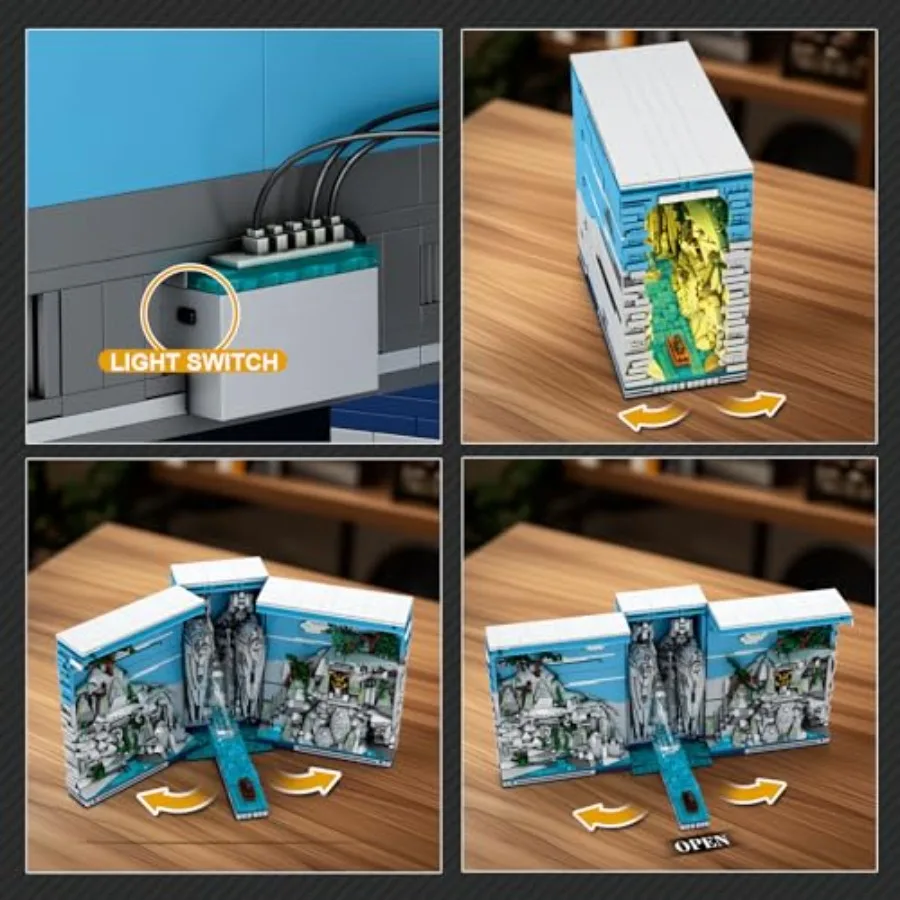 Books of The Kings Bookshelf Set with Light Book House Building Kit 66039 Bookshelf Home Decor Movie Theme Style 3307 PCS Books