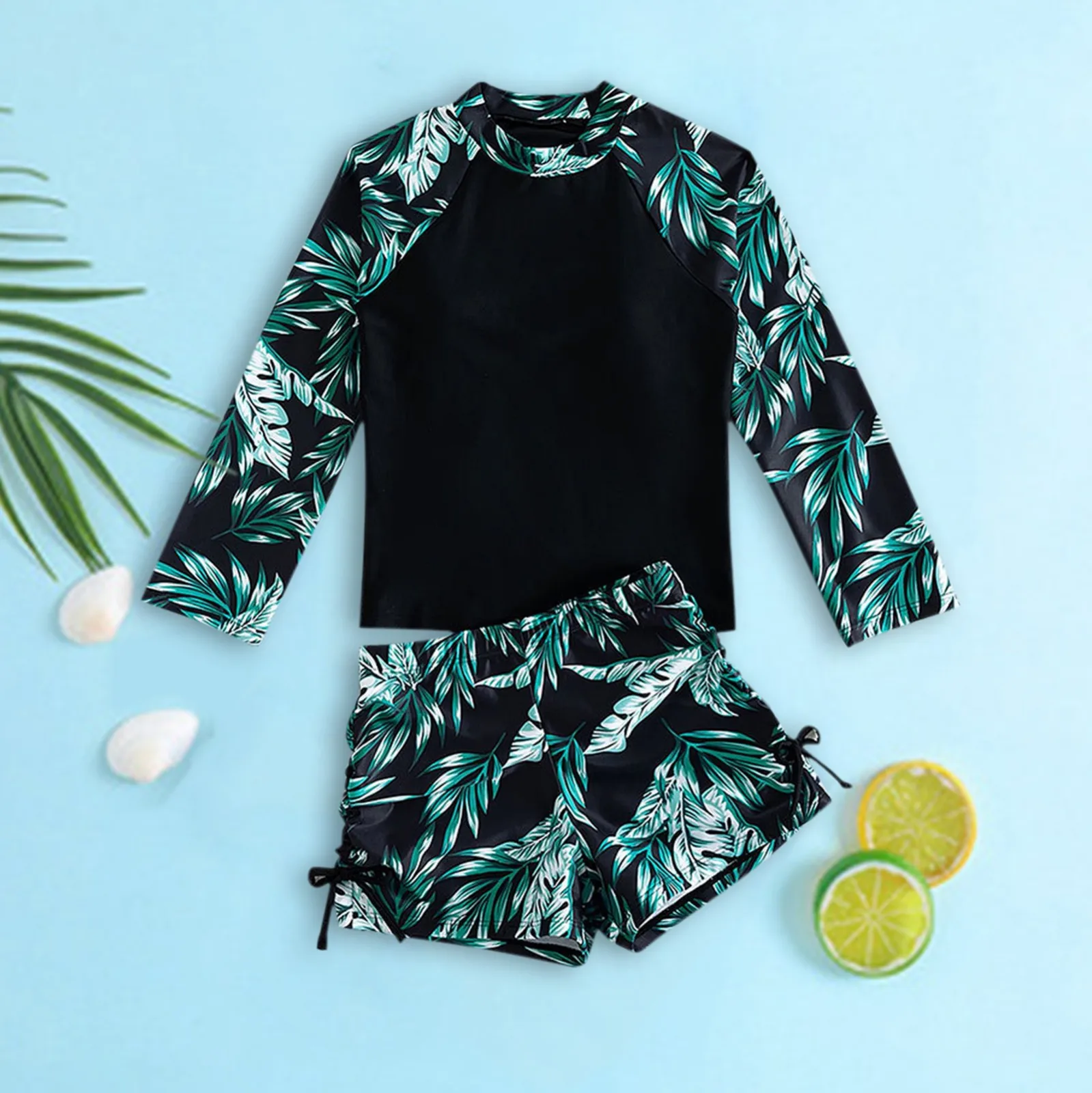 

Girls Bathing Suit Size 16 Beach Long Sleeved Sun Screen Children's Swimwear Swimsuits Bikini for Girls