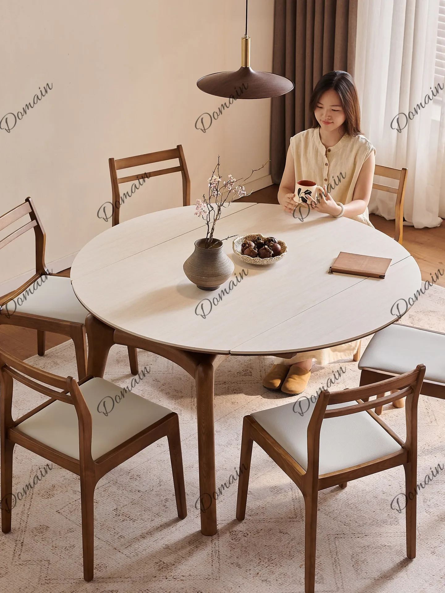 81 N Solid Wood Dining Table Set 2026 New Expandable Folding Walnut Retro Style Space Saving Home Kitchen Furniture