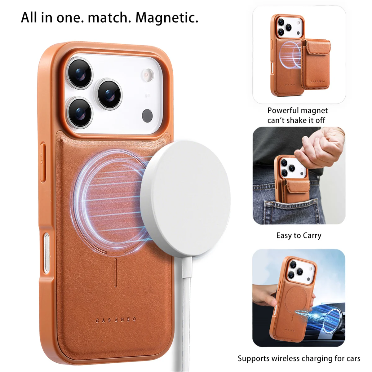 Detachable Magnetic 2 in 1 Leather Pocket Phone Case for IPhone 16E 17 16 15 Plus 14 13 Pro Max Wallet Card Slots Holder Cover view 6