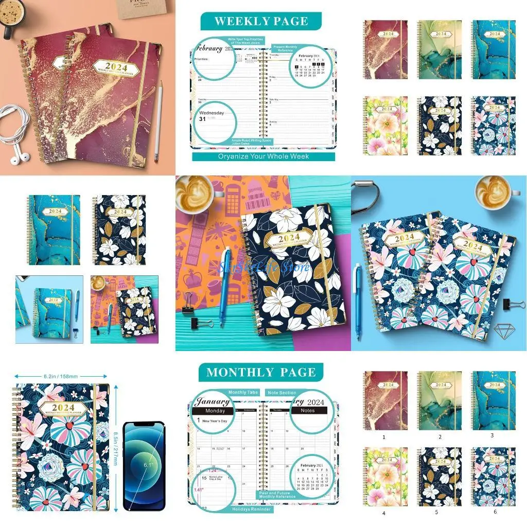 E65E Wirebound Calendar Home Schooling Plan Schedule Ruled Blocks Monthly Calendar