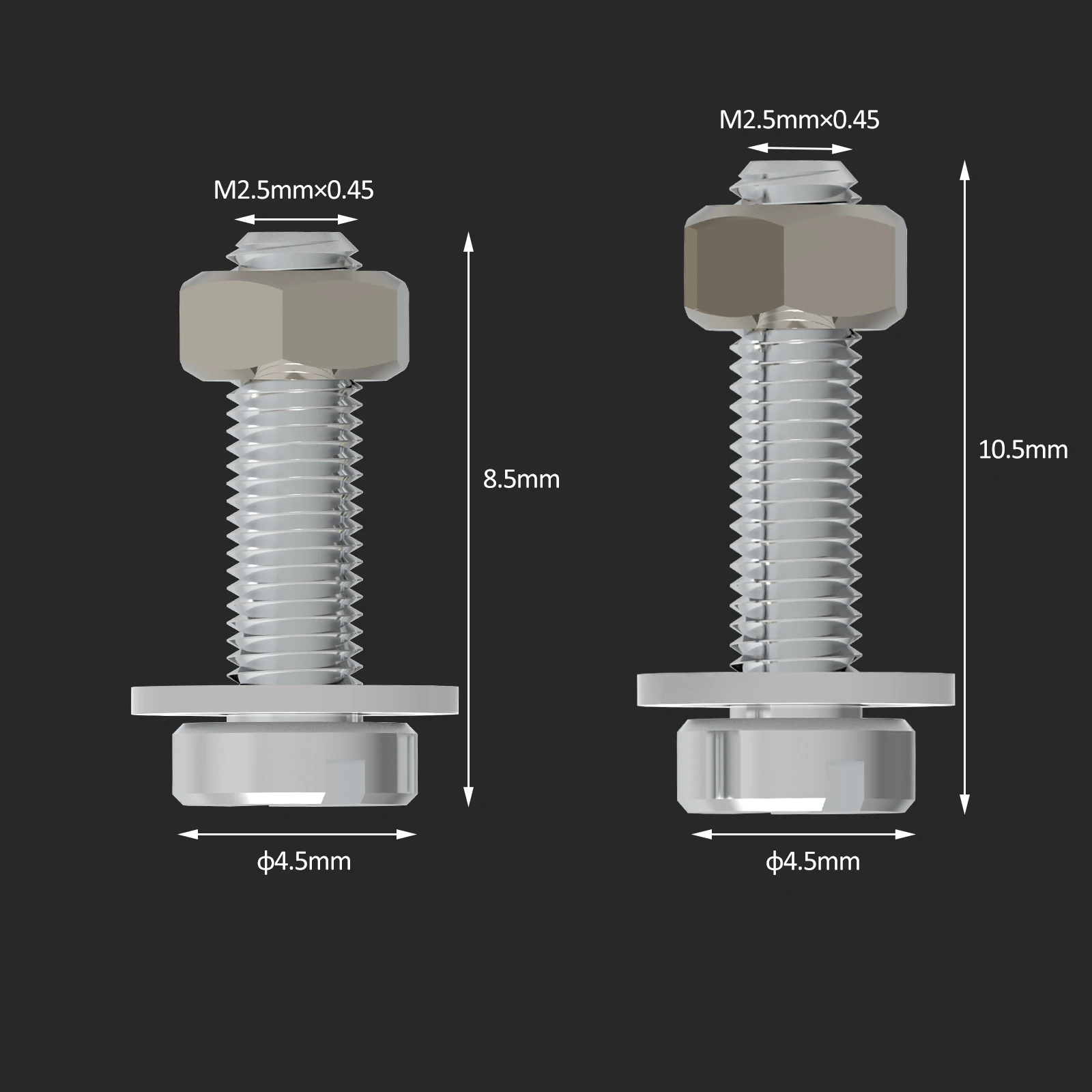 M2.5 Screws 2.95inch Bolt Nut  Washers Turntable Phonograph Screws Headshell Cartridge Stylus Mounting Vinyl LP Record Player