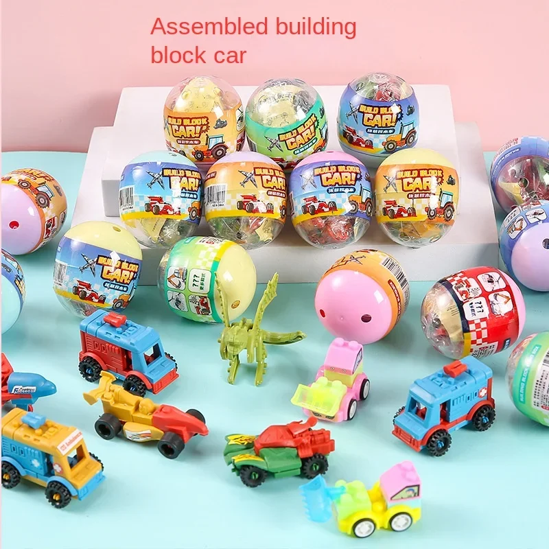 5Pcs Cute Assemble Building Block Car Puzzle Surprise Capsule Egg Toys for Kids Birthday Party Favors Goodie Bag Pinata Fillers