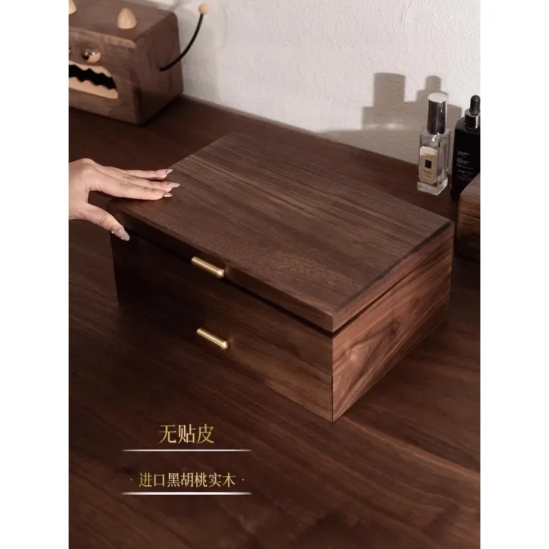 Double-layer large-capacity solid wood jewelry storage box