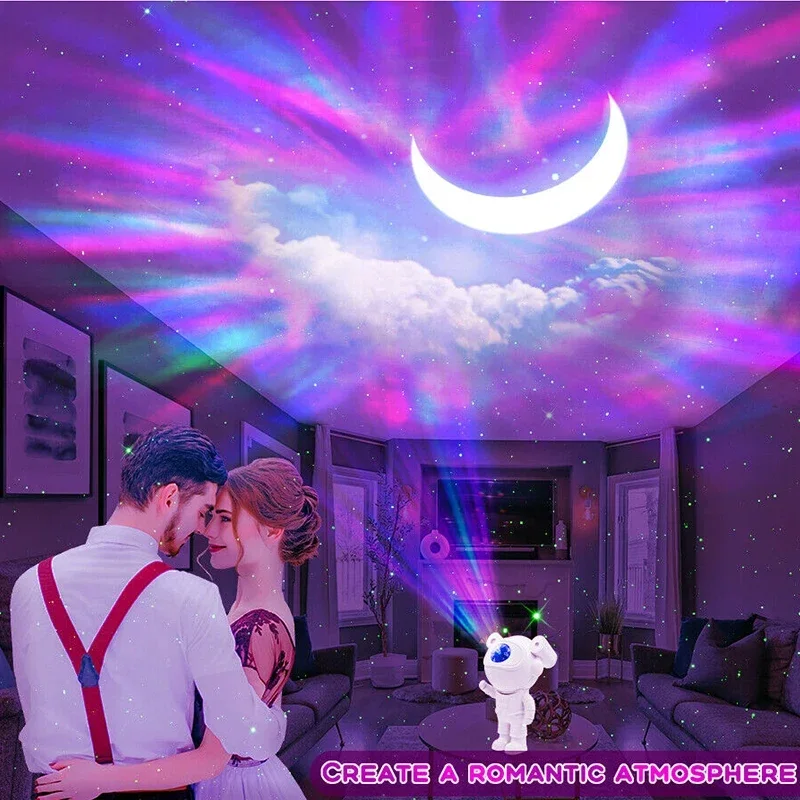 Upgraded Galaxy Night Light Astronaut Starry Nebula Moon Ceiling Sky Projector Light with Timer and Remote Bluetooth Speaker