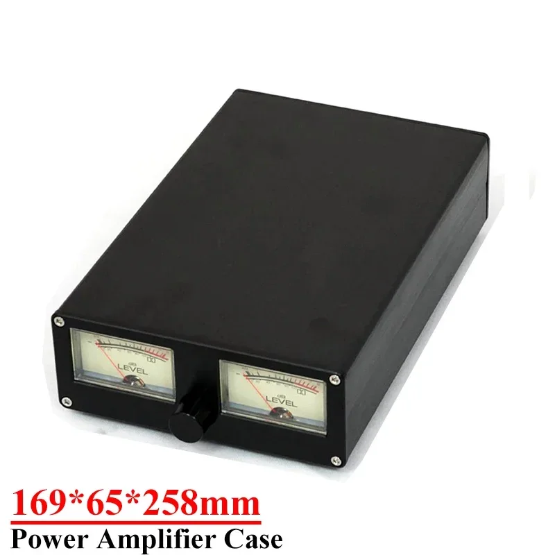 169*65*258mm All Aluminum Power Amplifier Enclosure Case Vu Meter HIFI Amplifier Chassis Diy Audio Amp Accessories