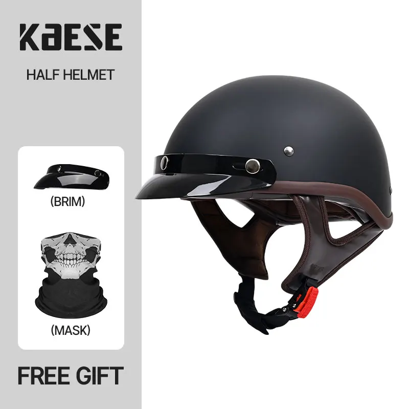 

Matte Black Motocross Helmets Motorcycle Half Helmet for Men & Women Adult Unisex Cap for Bike Scooter DOT Approved