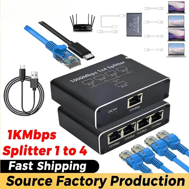 Gigabit Ethernet Switch Rj45 Splitter LAN Gigabit Extension Adapter 1000Mbps Network Connector 1 To 2/3/4 for Box Router Laptop