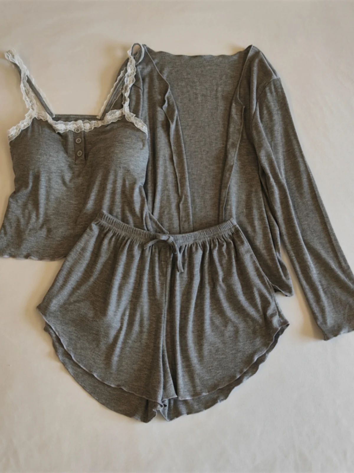 Modale Sleepwear Women's Sexy Pure Desire with Chest Pad Three-piece Set 2026 New Outwear Home Clothes Short Sleeve round Neck