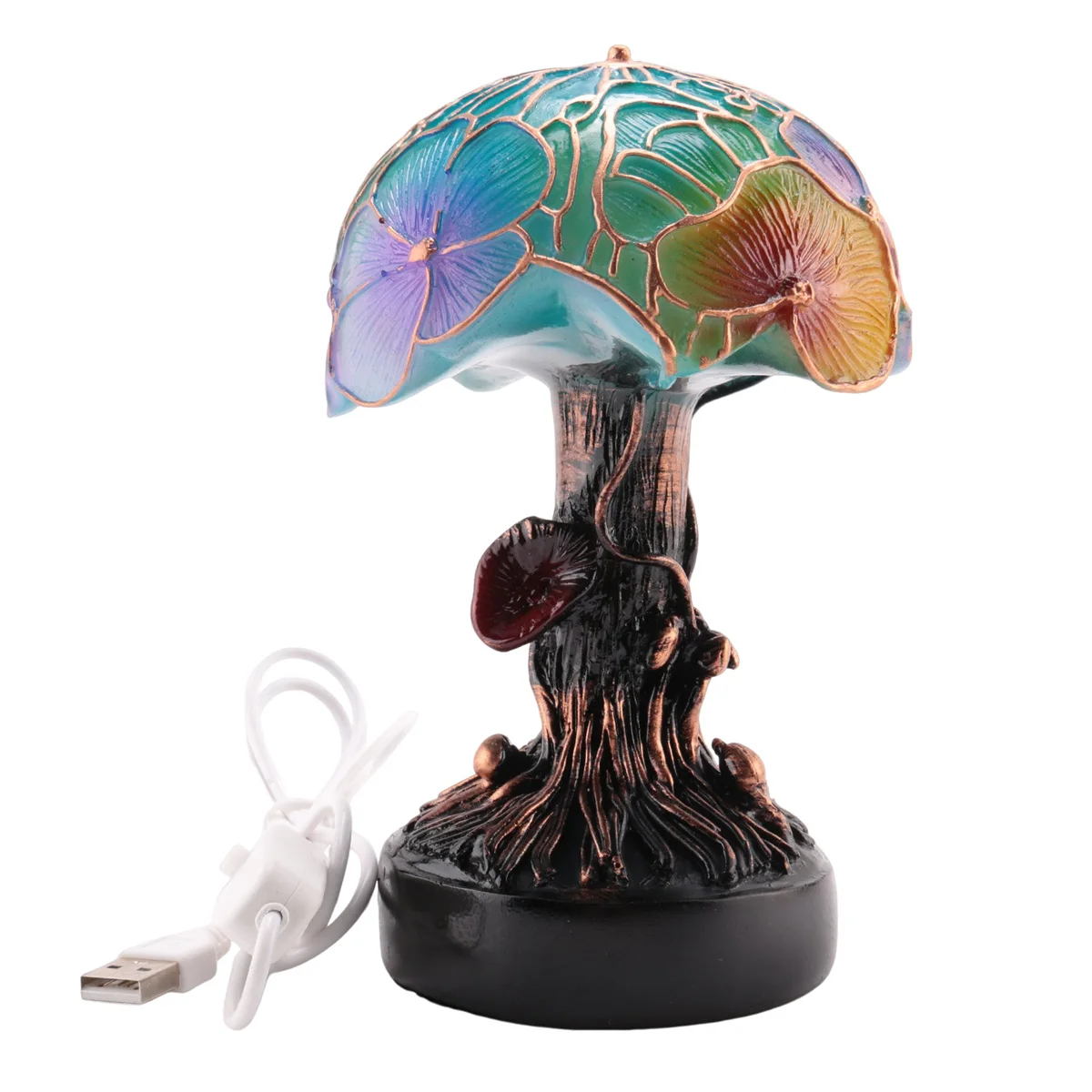 

Mushroom Modern Table Night Lamp Stained Plant Series Table Lamp Use with USB Jack Power on Lamp for Bedroom Decoration