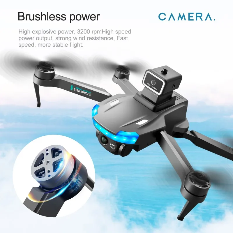 Profissional Brushless RC Drone, S138, 4K, 8K Dual Camera, Evitar obstáculos, Posicionamento óptico, Quadcopter Brinquedos