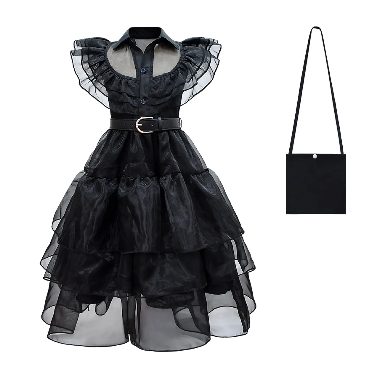 W-Wednesday Addams Costume Girl Kids Black Dress Party Evening Dress Carnival Costumes Girls