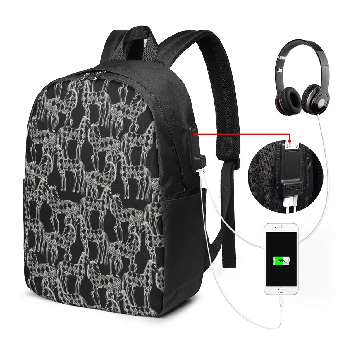 Giraffe Herd Pattern Backpack Travel Notebook Bag Computer College Student School Bag Laptop Shoulder Bags for Men Women