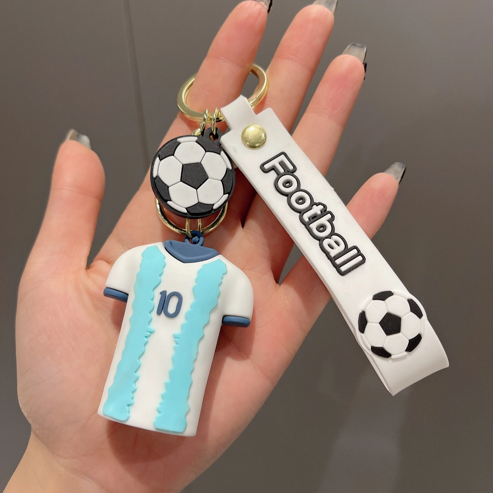 World Cup Soccer Jerseys Fashion Creative Trends Pvc Football Clothing Pendant Car Key Chain Boys Schoolbag Men And Women Gifts