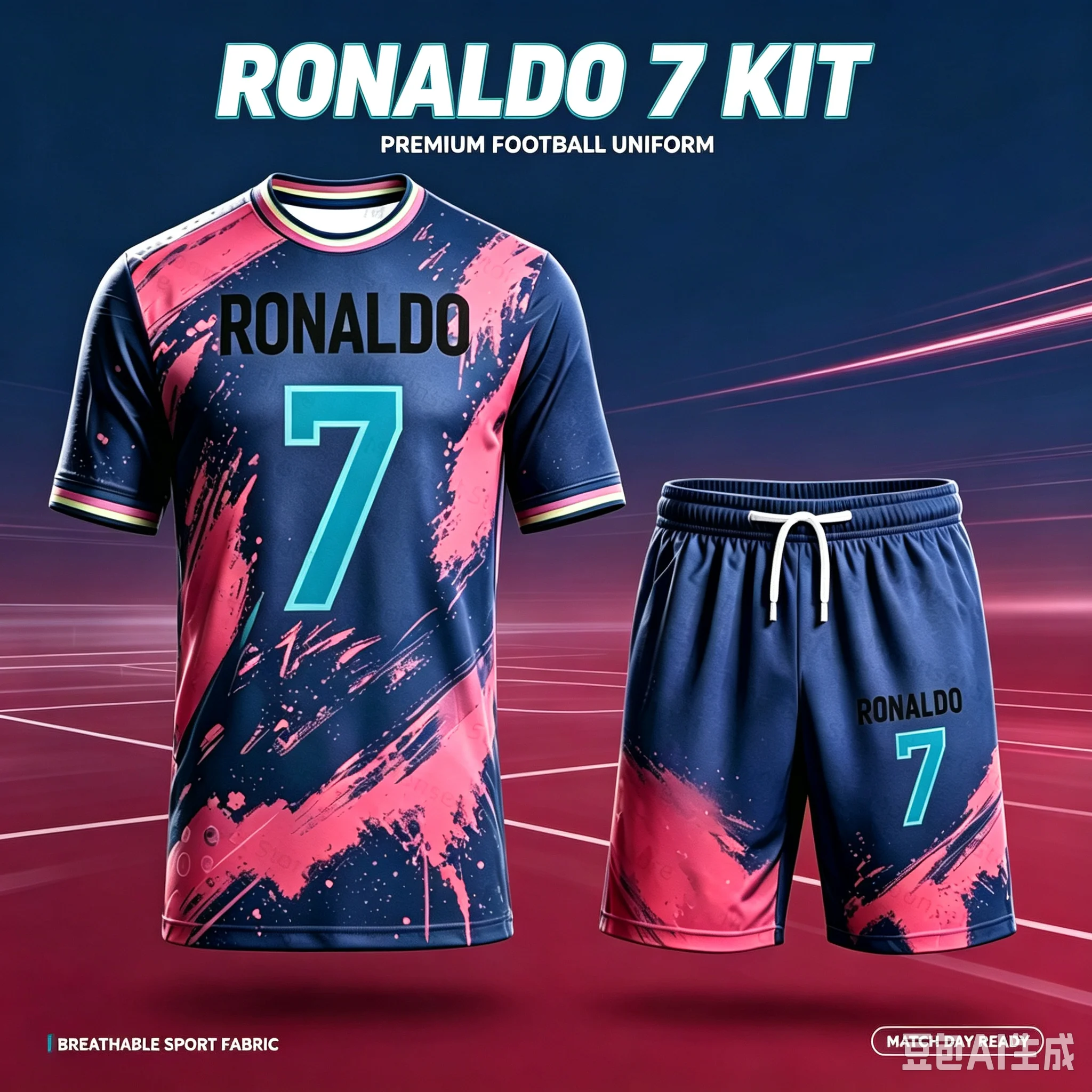 Ronaldo 7# Football T shirt Jersey Set Men Kids Tshirt Quick Dry Breathable Soccer Short Sleeve T-shirt Shorts Training Kit Set