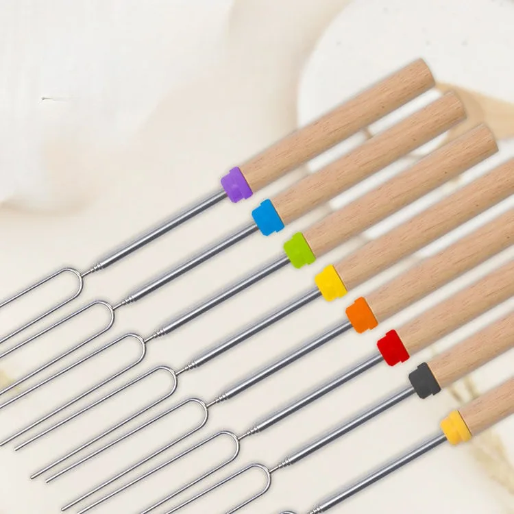 BBQ Skewers Telescoping Barbecue Fork Stainless Steel Double Metal Skewers Roasting Stick Smores Skewer for Hot Dog Picnic Tools