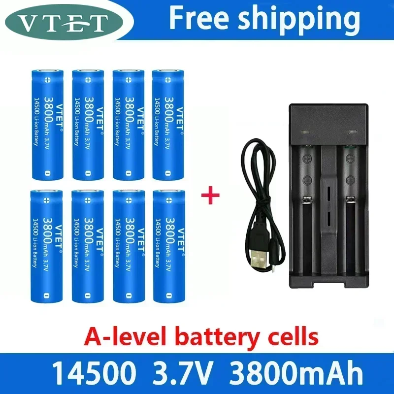 14500 Battery 3.7V Large Capacity 3800mah Lithium Ion Battery, Used for Electric Toothbrush,Barber,Razor Rechargeable Battery