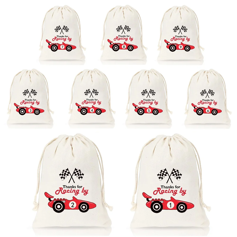 

5pcs 1st 2st 3st 4st 5st 6st 7th 8th 9th Birthday Gift bag Race Car Party Favor Bag Drawstring Gift Bag Kid Party Favor supplies