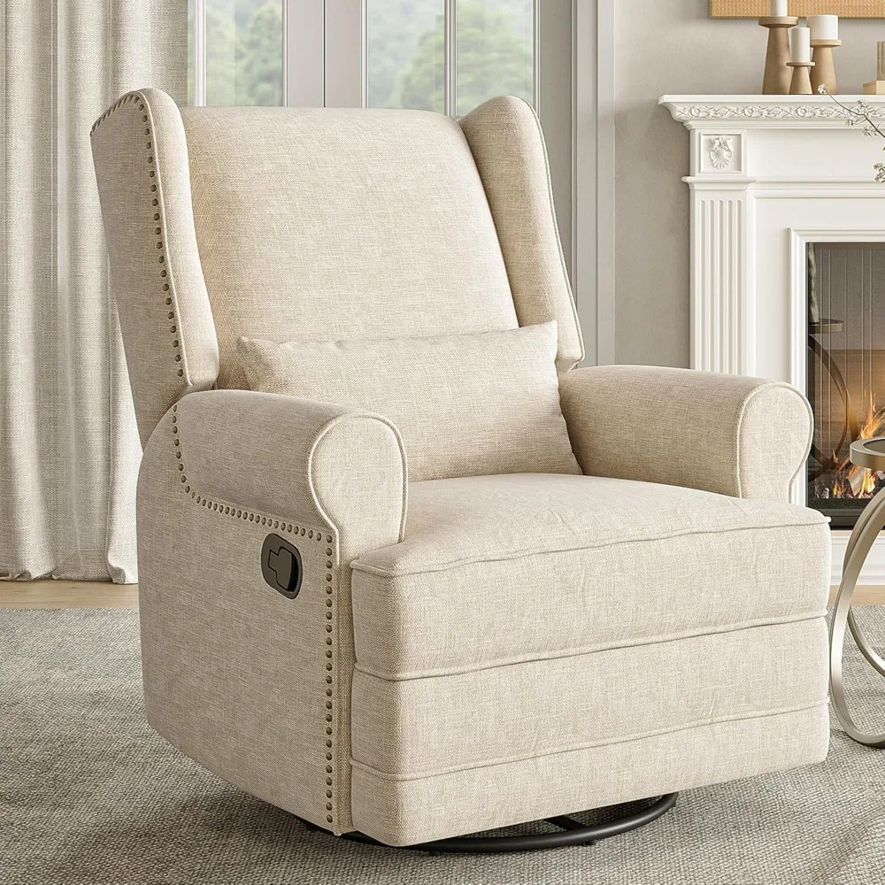 

RoyalCraft Swivel Recliner Chair with Extra Large Footrest, Comfy Upholstered Glider Rocking Chair for Living Room, Bedroom and
