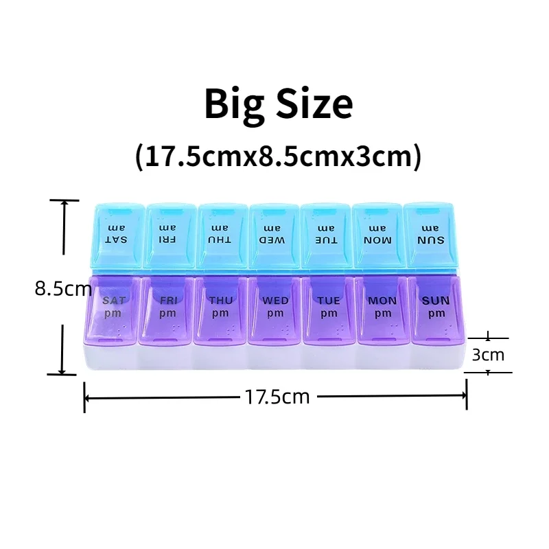 7/14 Grids 7 Days Portable Travel 14 Grids Pills Container Storage Tablets Vitamins Medicine Fish Oils Pill Cases Box Organizer