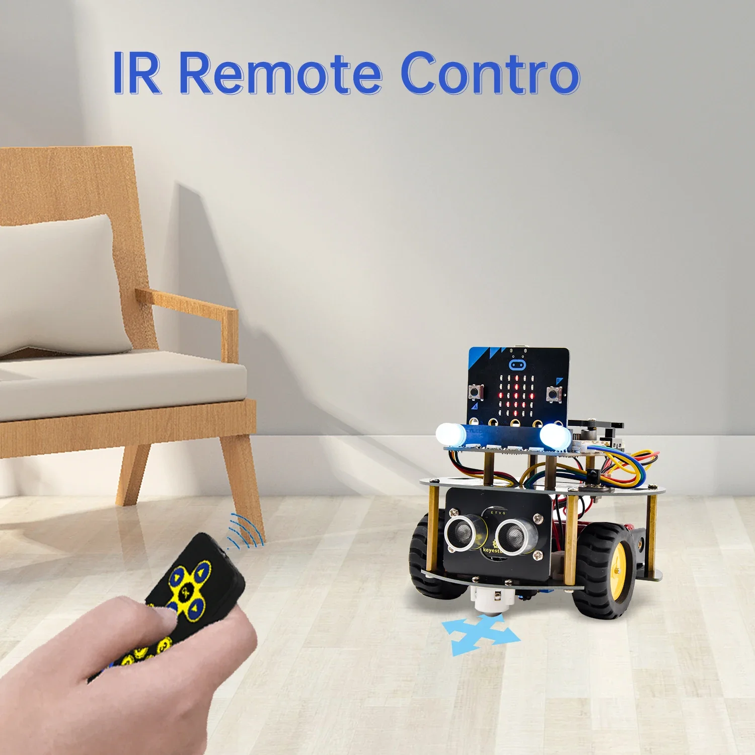 Keyestudio Micro:Bit V2 Roboterauto Mini Smart Turtle Roboterkit für MicroBit Roboterauto Python Programmierung STEM Elektronisches Kit Spielzeug