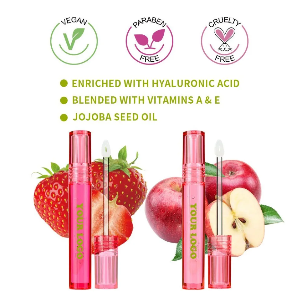 Fruit Flavor Hydrating Long Lasting Lip Oil Private Label Custom Logo Vegan Makeup Wholesale