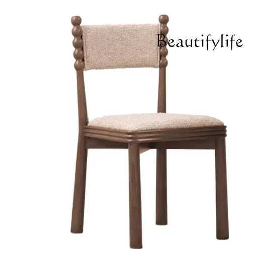 Retro French medieval solid wood dining chair home new light luxury art comfortable sedentary back chair