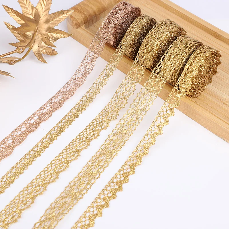 

10Yards Gold Silver Lace Ribbon Soft Net Lace Trim Fabric Wedding Birthday Supplies DIY Craft Gift Packing Sewing Accessories