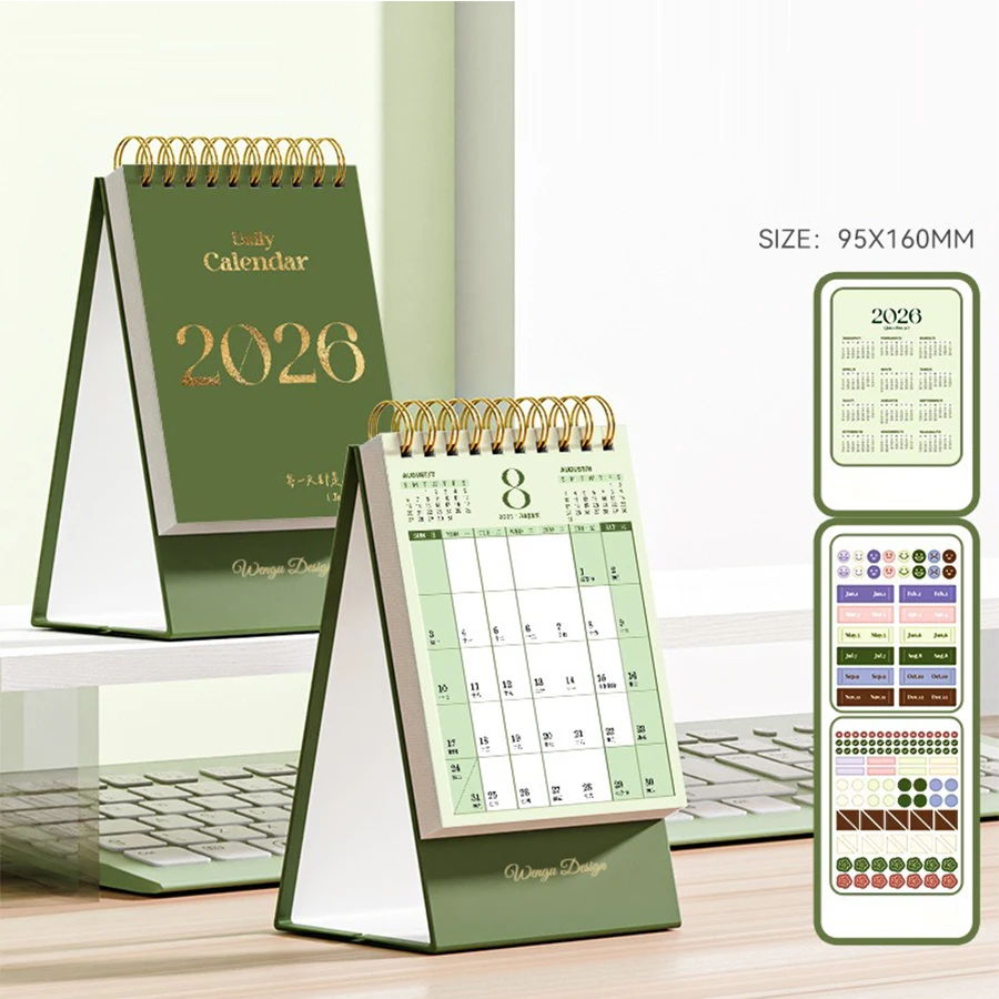 

2026 Mini Simple Desktop Calendar - Creative Spiral Binding Desk calendar for desktop decoration and office stationery