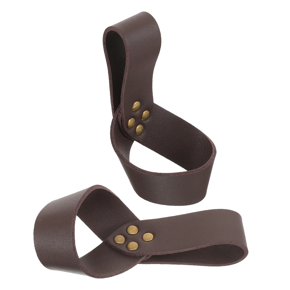 

2pcs Knight Sword Ring Medieval Accessories Brown Zinc Alloy Shoulder Frog Back Belt Practical Stage Prop Cosplay PU