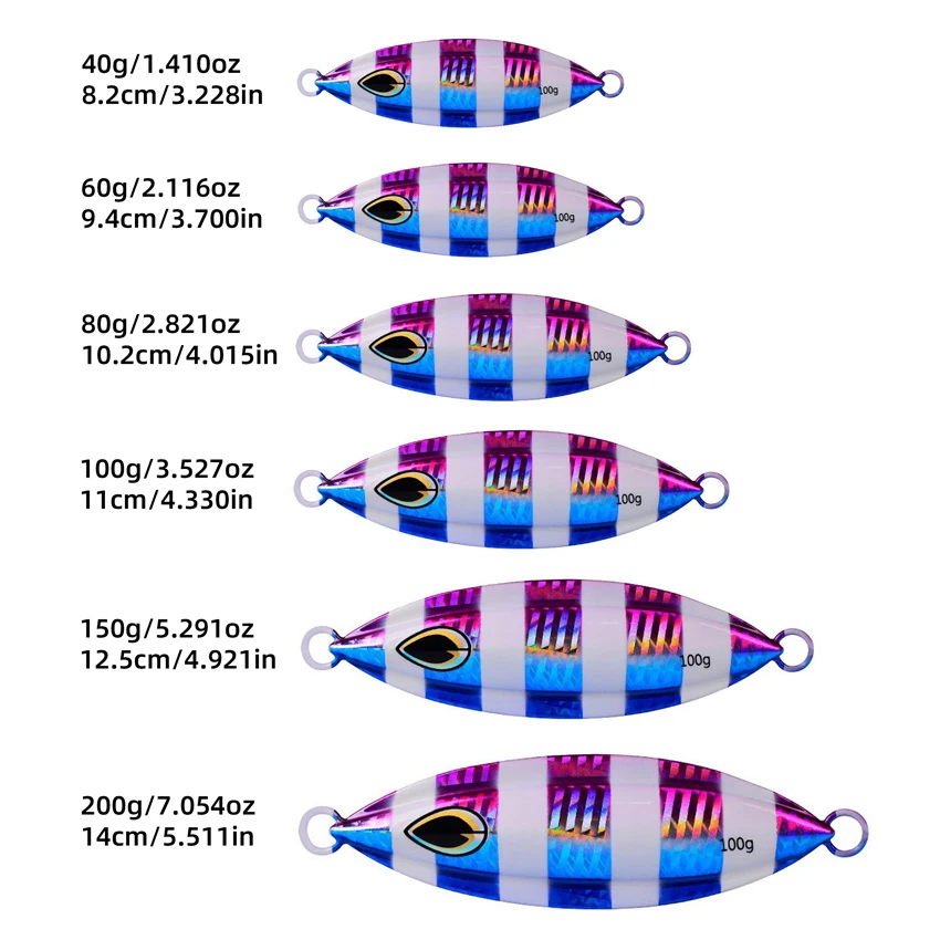 1pcs High quality Metal Night Glow Slow Jig Fishing Lure 40g 60g-200g Sinks Quickly Deep Sea Boat Fishing Marlin Mackerel Bait view 5