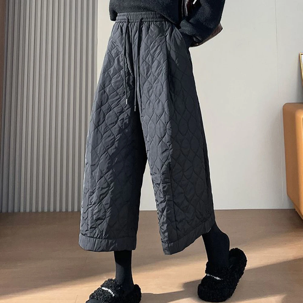 Retro autumn and winter rhombus padded cotton heater thickened new thermal cotton pants Harlan  loose casual pants