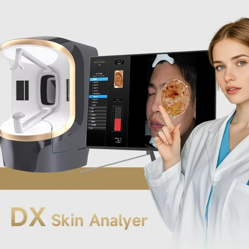 Máquina de análisis de piel 3D, Dermatoscopio AI, analizador de piel Facial, escáner Facial inteligente con luz UV para Spa, salón de belleza